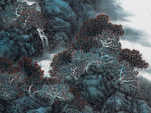 《泉声带雨出溪林》