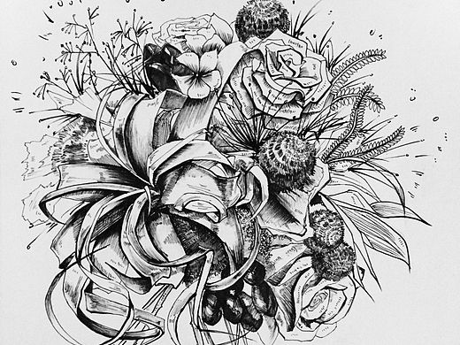 花束线描