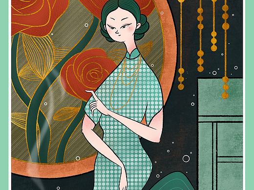 国风 插画 人物  老上海