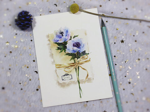 送给你～（个人主页-ZMzE5ODQ0NjQ=） - 商业插画 - 站酷设计师妮子水彩原创素材 - 站酷ZCOOL