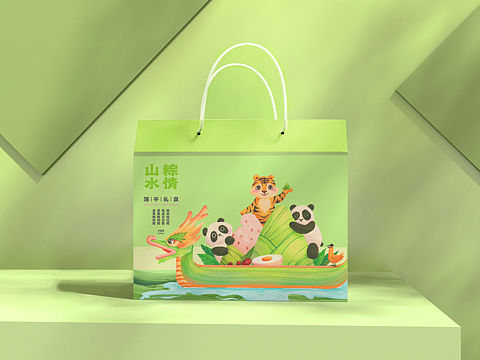 端午节粽子礼盒包装 棕情山水主题