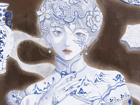 白釉青花一火成，花从釉里透分明。 