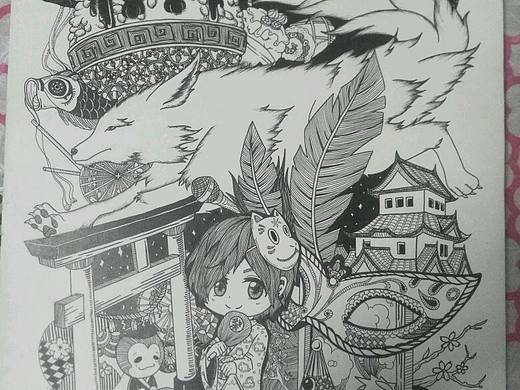 第一张黑白装饰画《我爱的跳团》（个人主页-ZMjM5MzU2MTY=） - 创作习作 - 站酷设计师黑狐酱原创素材 - 站酷ZCOOL