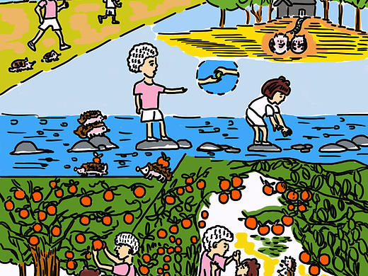 农家乐的一天（个人主页-ZNTQ4MzY2OTI=） - 单幅漫画 - 站酷设计师差生王小倩原创素材 - 站酷ZCOOL