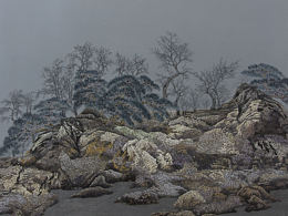 漆畫作品《深山印象之幽谷溪鳴》