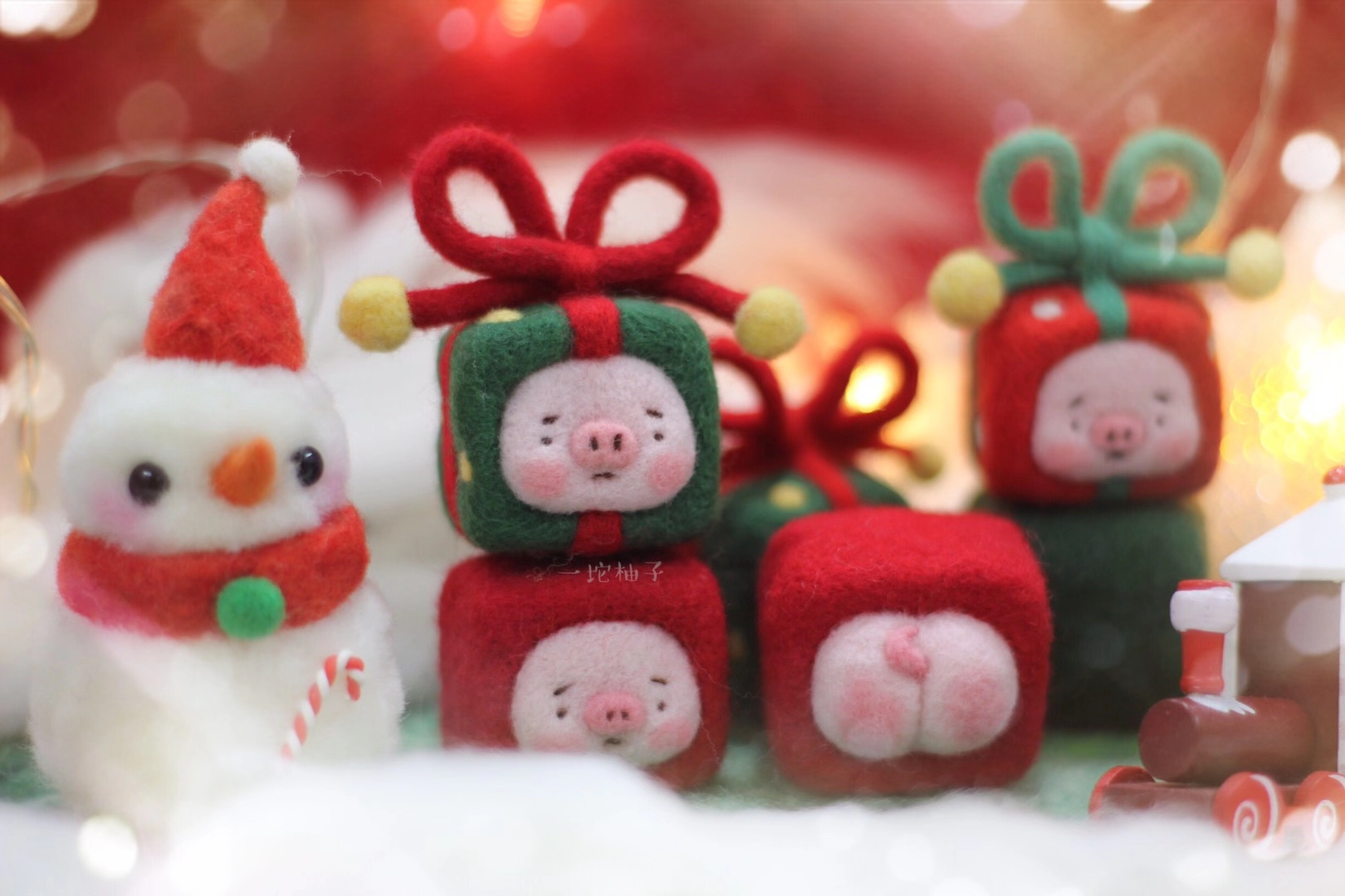 原创羊毛毡 圣诞猪猪礼盒