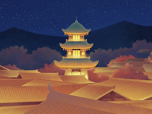 阆中古城插画