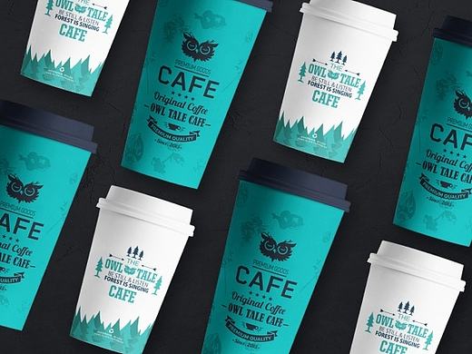 The OWL TALE CAFE猫头鹰咖啡餐饮品牌VI视觉/卡通形象设计