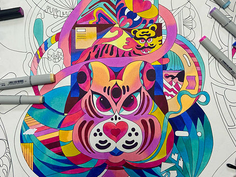 寅虎幻视手绘插画