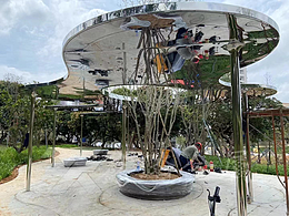 深圳科学公园景观不锈钢廊架 