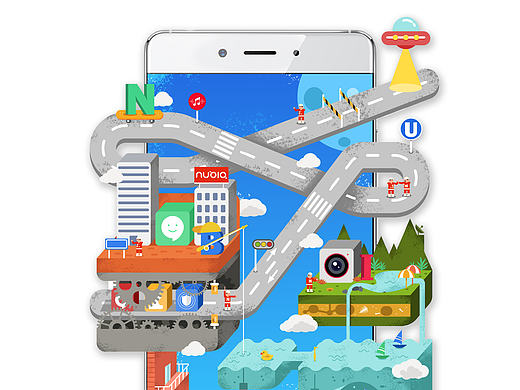 nubia 突破边界 无限乐趣（个人主页-ZMTcxNTI1NTY=） - 商业插画 - 站酷设计师Maoto毛头原创素材 - 站酷ZCOOL