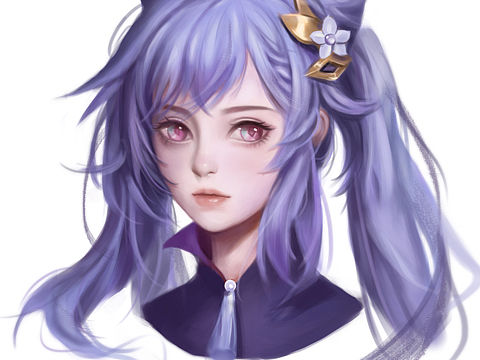 愿神刻晴厚涂美型人像临摹