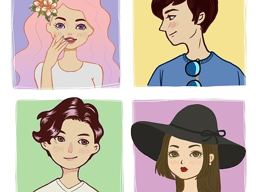 四个人头（个人主页-ZMTMwOTYzNTI=） - 商业插画 - 站酷设计师孙西西原创素材 - 站酷ZCOOL