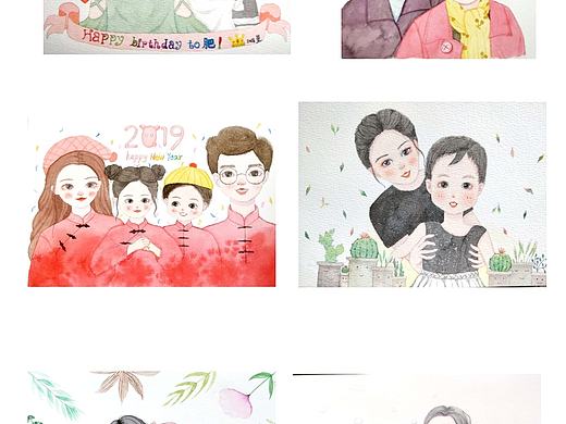 幫別人畫的水彩頭像～多人頭像（個人主頁-ZMzQ5MTIxODQ=） - 商業(yè)插畫 - 站酷設(shè)計師媛來是我_Yuan原創(chuàng)素材 - 站酷ZCOOL