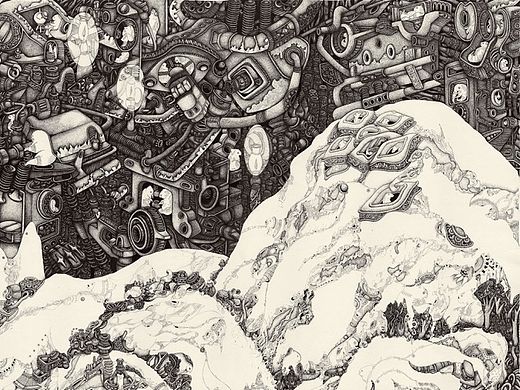 雪霁夜行图 130x160cm 布面 墨  有展览信息～李晴