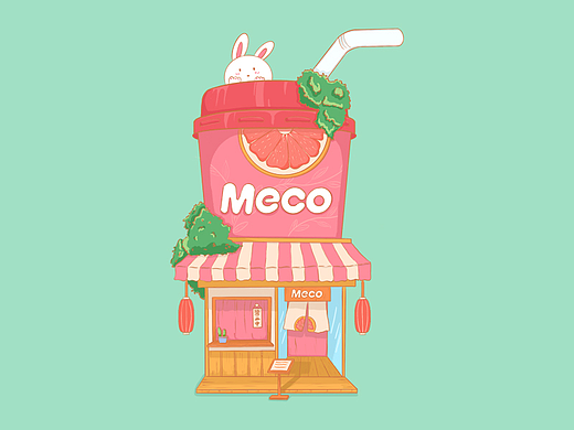 微景观插画-Meco饮品小铺