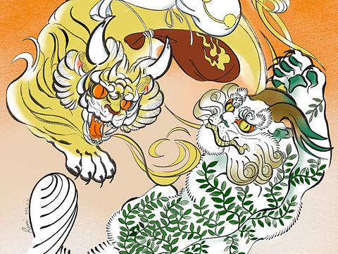 傳統(tǒng)畫創(chuàng)作《春天的怪獸》（個(gè)人主頁(yè)-ZNTkyNDg0MDg=） - 創(chuàng)作習(xí)作 - 站酷設(shè)計(jì)師RUMI潤(rùn)一原創(chuàng)素材 - 站酷ZCOOL