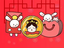 2新年表情-娘娘和小兔幾