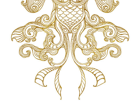 抽象金鱼图腾古典纹样