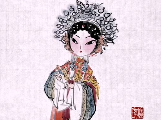一组水墨人物