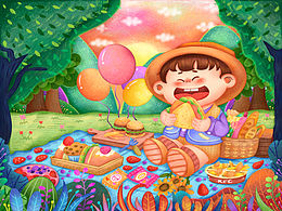 一个野餐的儿插