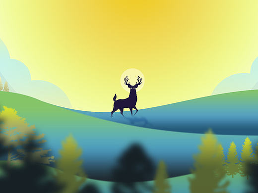 月生，扁平插画三连击