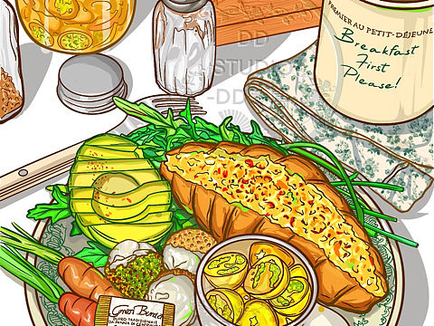 ipad日系美食插画 l 减脂餐