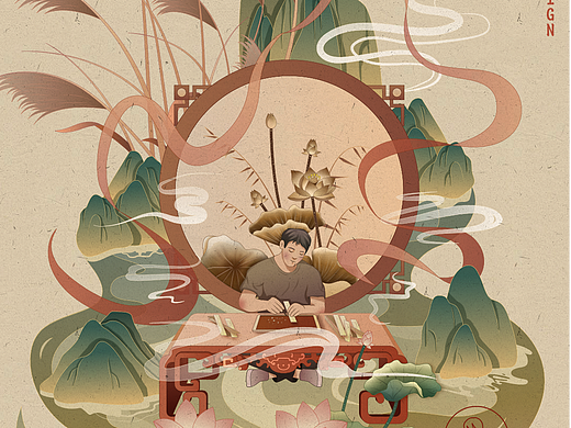 中国风插画-非遗芦苇画