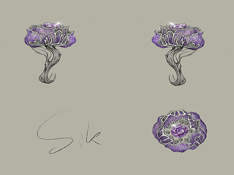 珠宝手绘练习一个花卉戒指