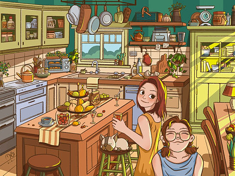 画一间厨房阳光灿烂～（个人主页-ZNTE3OTIwNTY=） - 创作习作 - 站酷设计师橙丁881原创素材 - 站酷ZCOOL