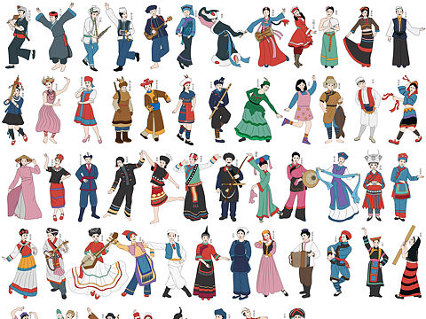56个民族插画