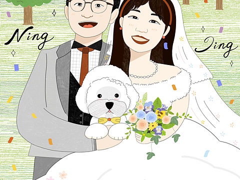 草坪婚礼迎宾牌 插画