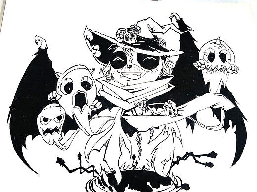 手绘黑白插画－熊猫兄