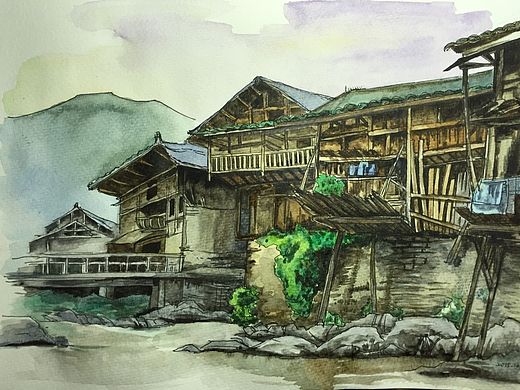 一组水粉画