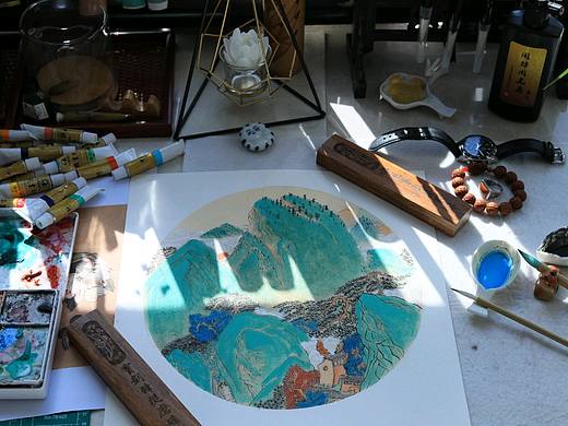 仿古青山画法山韵