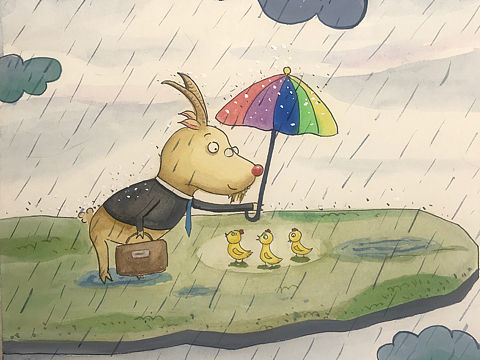 儿童水彩绘本童话镇的教师节