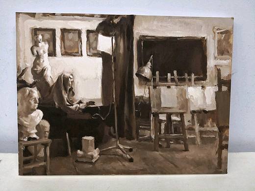 单色油画写生  于生慧原创