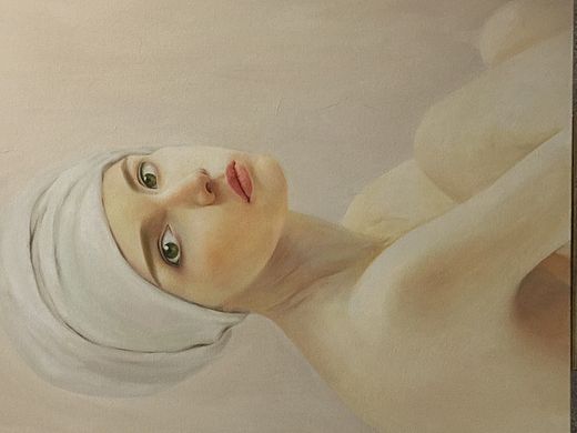 最近迷上了油画 画了幅一米*一米的人物