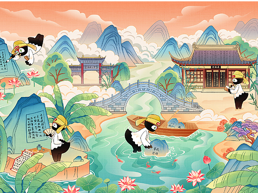 小飞鹤非遗国潮插画海报