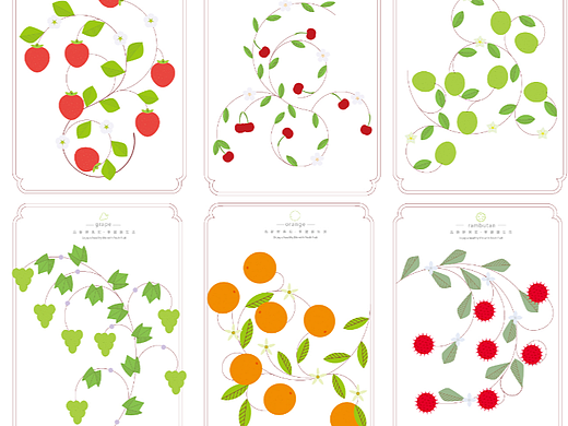 一组扁平风水果插图