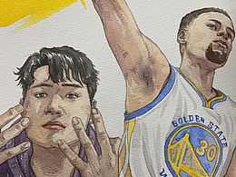 水彩插画 历史三分王史蒂芬库里