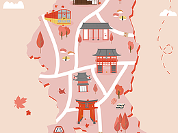 京都地图扁平风格