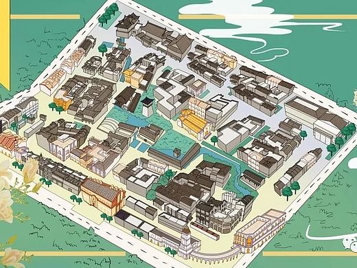 民国小镇手绘地图（个人主页-ZNDcyMDY0Mjg=） - 商业插画 - 站酷设计师手绘地图设计定制原创素材 - 站酷ZCOOL