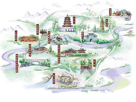洛阳景点手绘