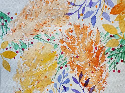 超简单水彩树叶,5分钟完成