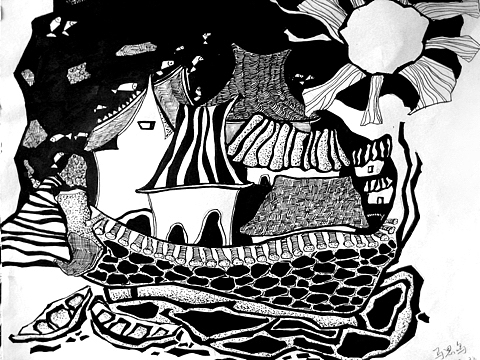 装饰画插画 针管笔