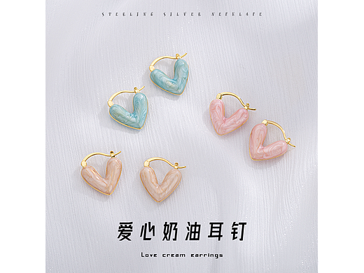 爱心油画耳钉