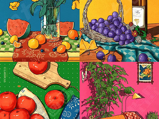 原创复古插画多巴胺合集