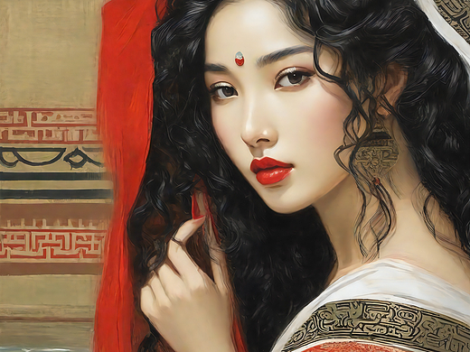 AI东方美人插画