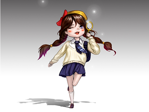 【日常练习作品】Q版风格的JK服装女生（个人主页-ZNjA4MDQ5MjA=） - 创作习作 - 站酷设计师默克画画原创素材 - 站酷ZCOOL